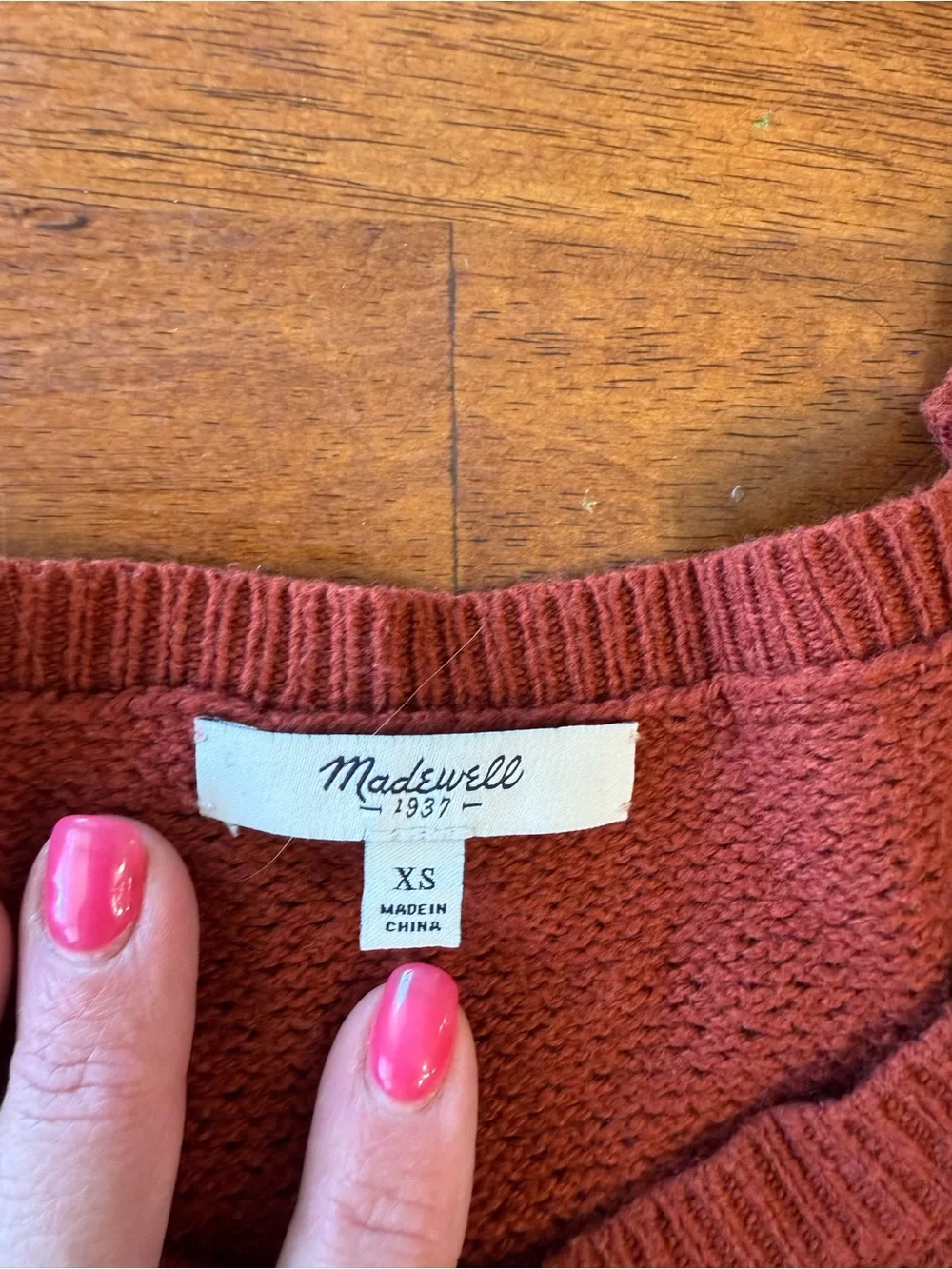 Madewell Chronicle Texture Pullover Sweater Rust Orange Waffle Knit Hi-low XS - Picture 2 of 8